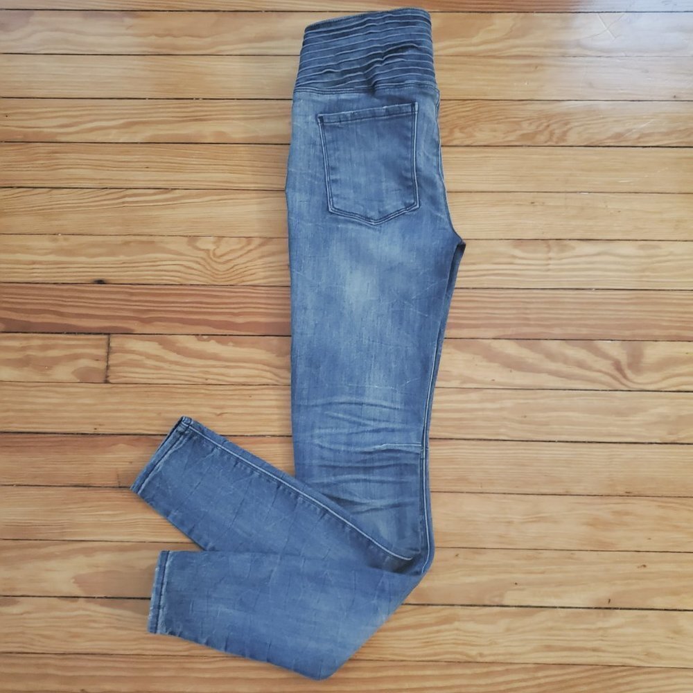 RtA Retro High Rise Pleated Waist Distressed Moto Skinny Jeans Sz 25 - Picture 5 of 10